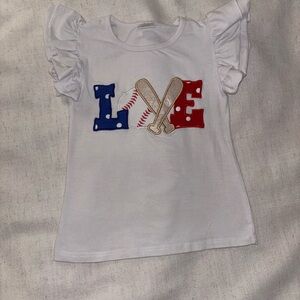 Kids White Love Baseball Shirt